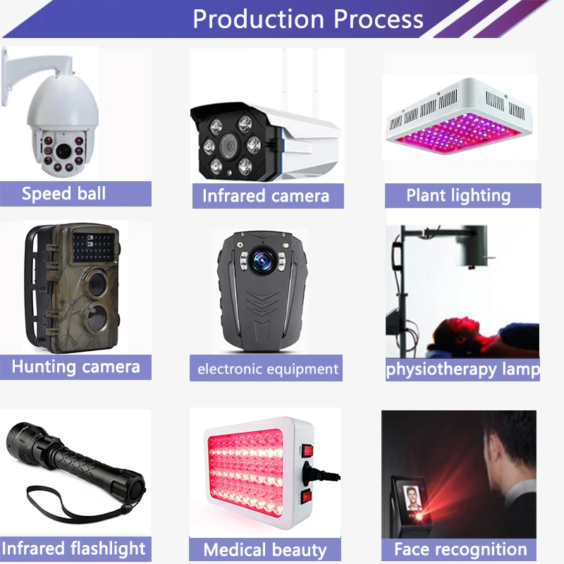 High Power IR LED Wide Range of Wavelengths 3W 810nm 830nm 850nm 940nm 950nm 980nm 1050nm 1300nm