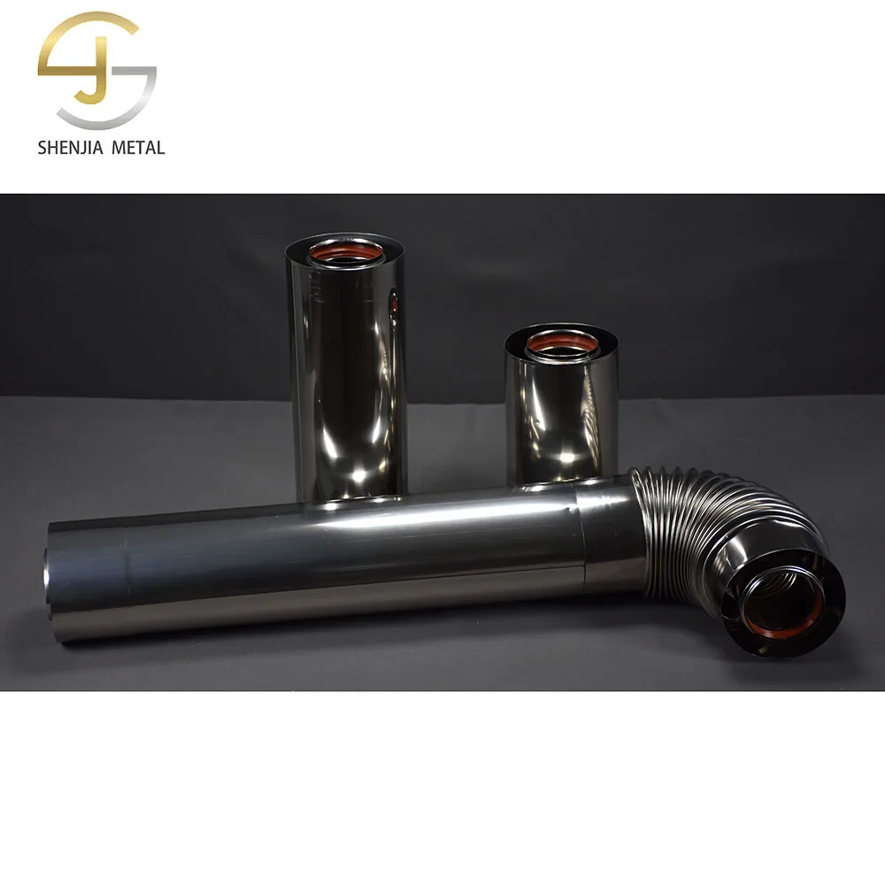 Diameter 100mm/60mm free adjustable length laser welding 20cm/40cm/80cm coaxial double-layer fireplace smoke exhaust pipe