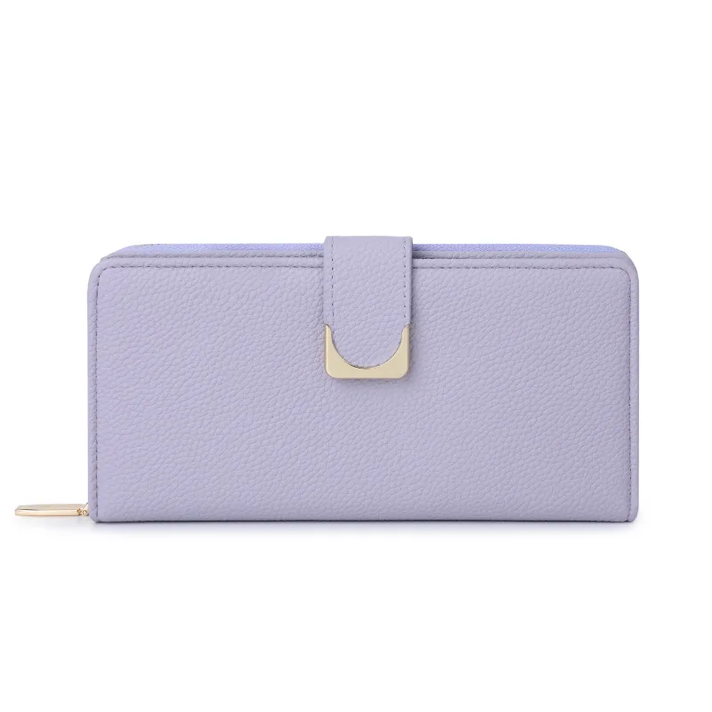 RU Wholesale custom card case candy color cardholder genuine leather ladies purse zipper cover wallet long cluth wallet