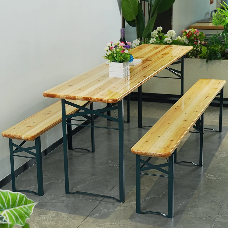hot sale 220cm outdoor picnic garden foldable wooden beer table set with 2 benches for wholesale