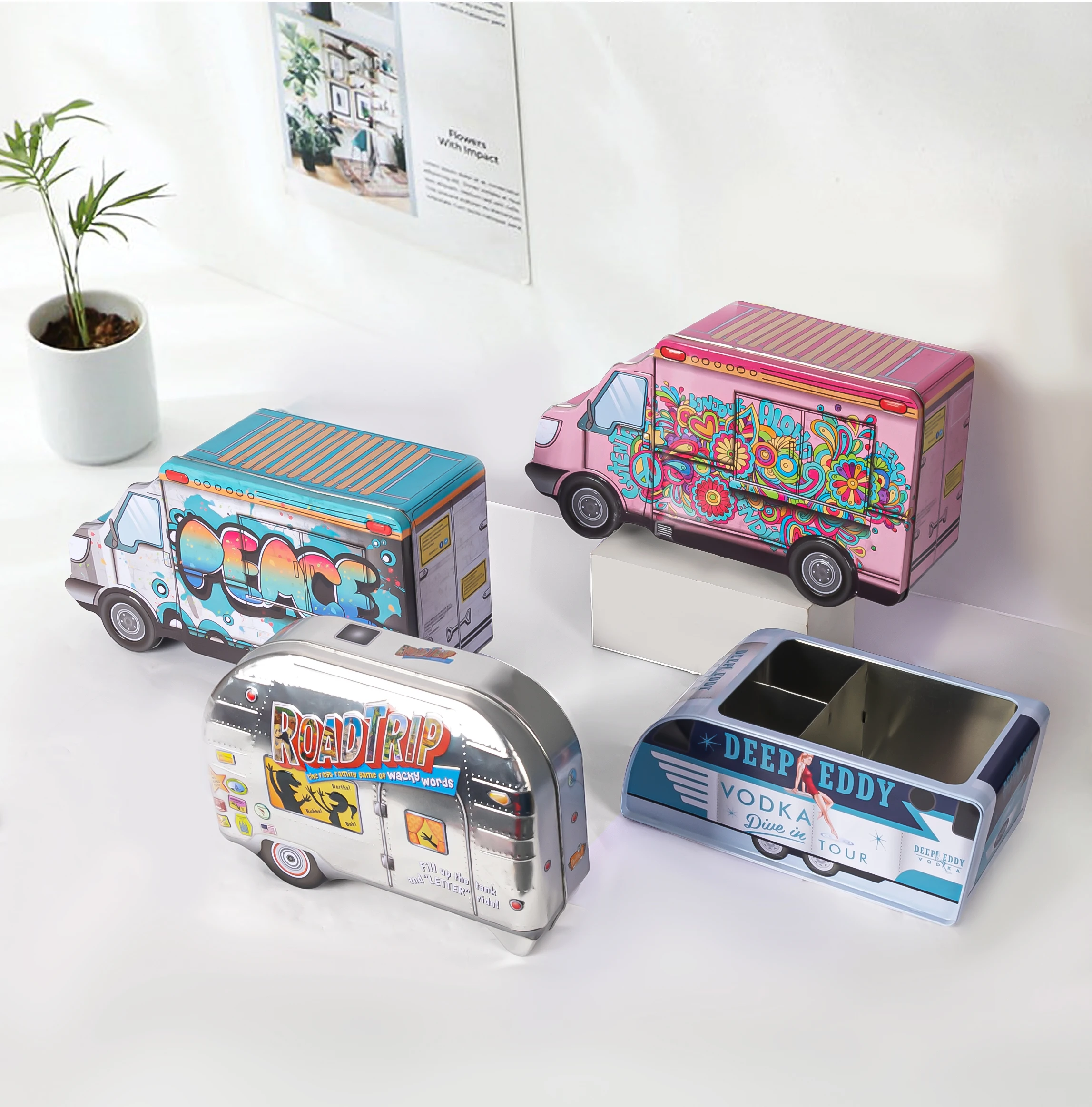 OEM Custom Quality Christmas Various Chocolate Candy Cookie Logo Recyclable Square Round Big Metal Box Small Festival Tin Can