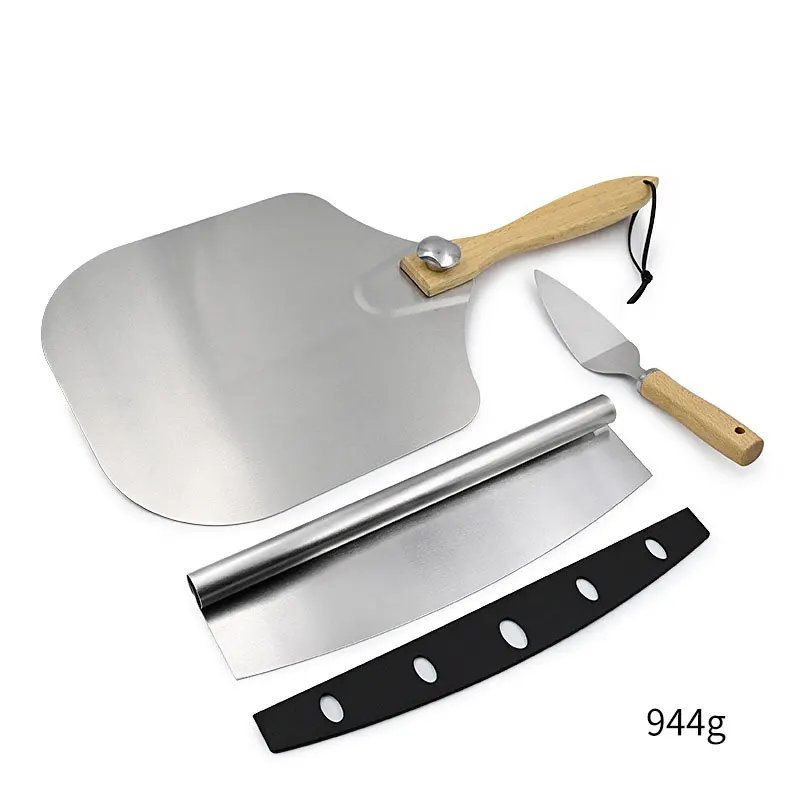 Household pizza Baking tools set Foldable Handle Pizza Shovel Aluminum Alloy Metal Non Stick Pizza Peel Paddle Cutter