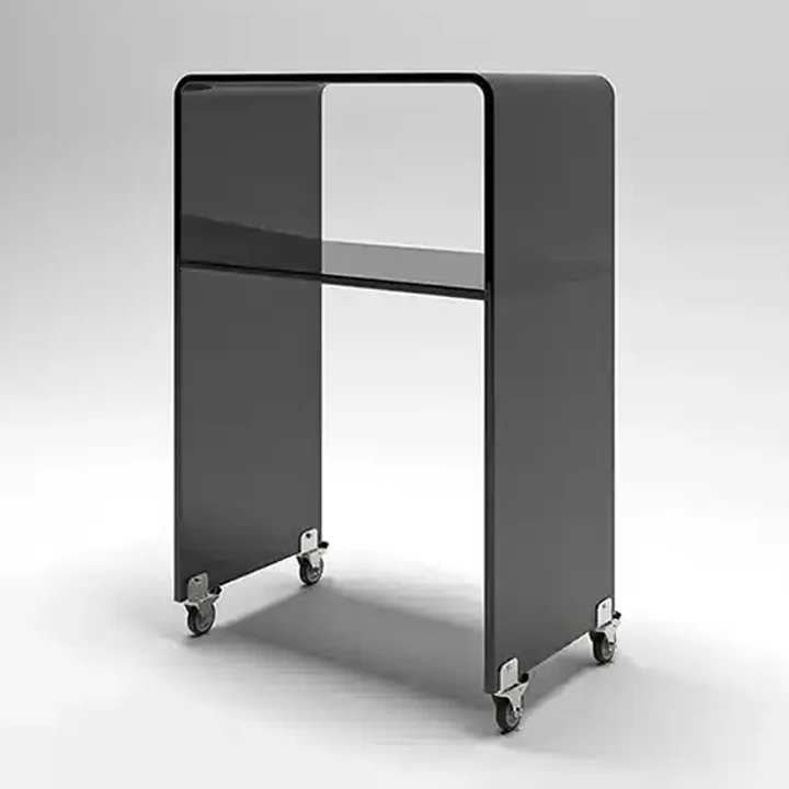 Colored acrylic side table with modern personalized design, organic glass coffee round table, bedroom customizable