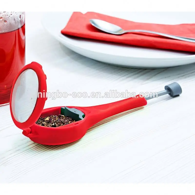 Food grade Plastic Tea Infuser Strainer filter Flavor Tea Infuser Tea and Coffee Strainer with Push Handle
