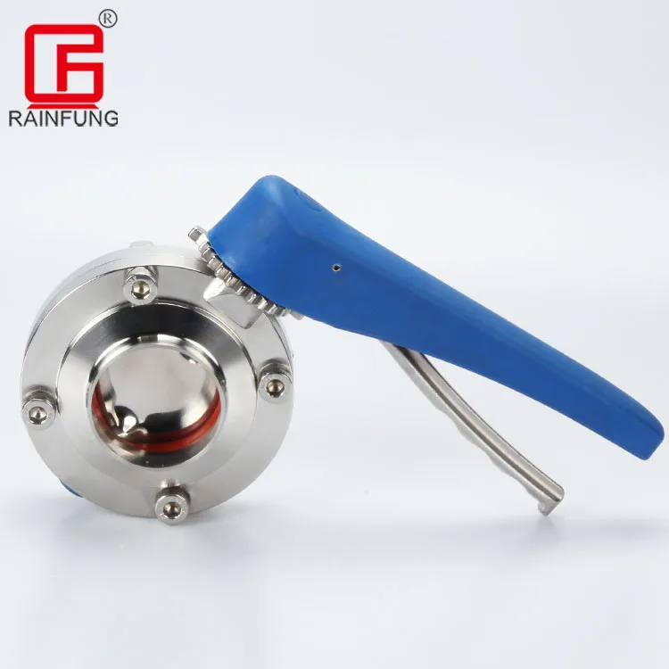 Sanitary Stainless Steel Welded Manual Butterfly Valve With Trigger Handle