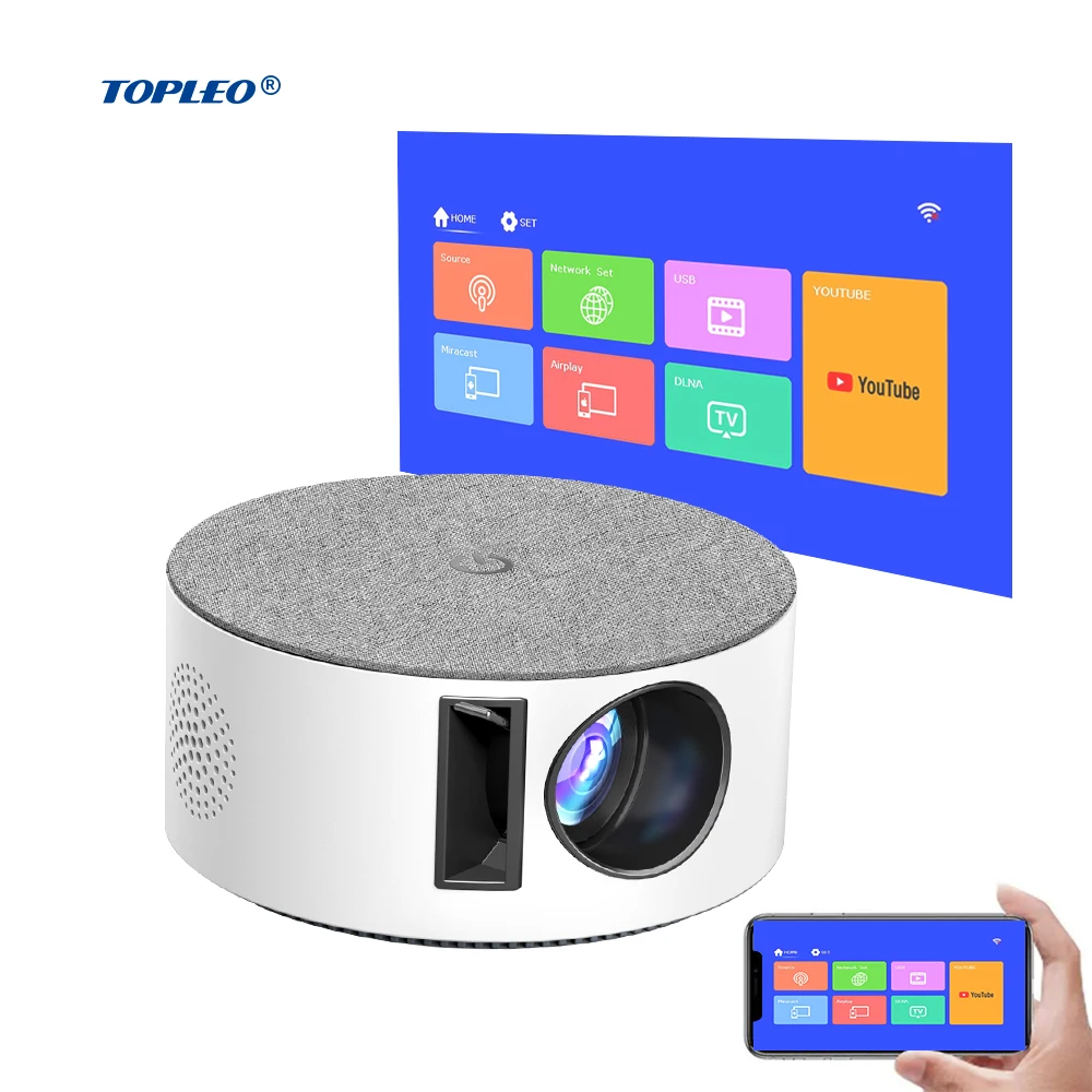 Topleo 1080p Smart Projector Portable Lcd Wireless Screen Mirroring Video Multimedia art infocus mini led home projector