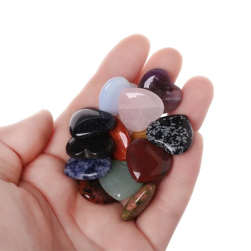 Custom size Natural Semi-precious Stone crystal craft heart shape stone for decoration