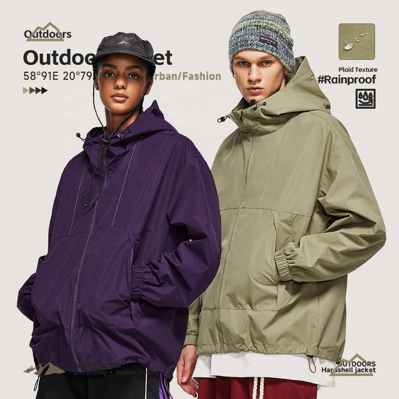 INFLATION Windproof Hooded Outdoor Jacket Men Wholesale Zipper Water Repellent Coat Jacket