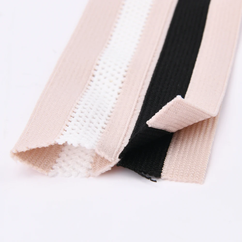 Peach Skin Black White Stripes Y-Fold Knitted Elastic Binding Tape