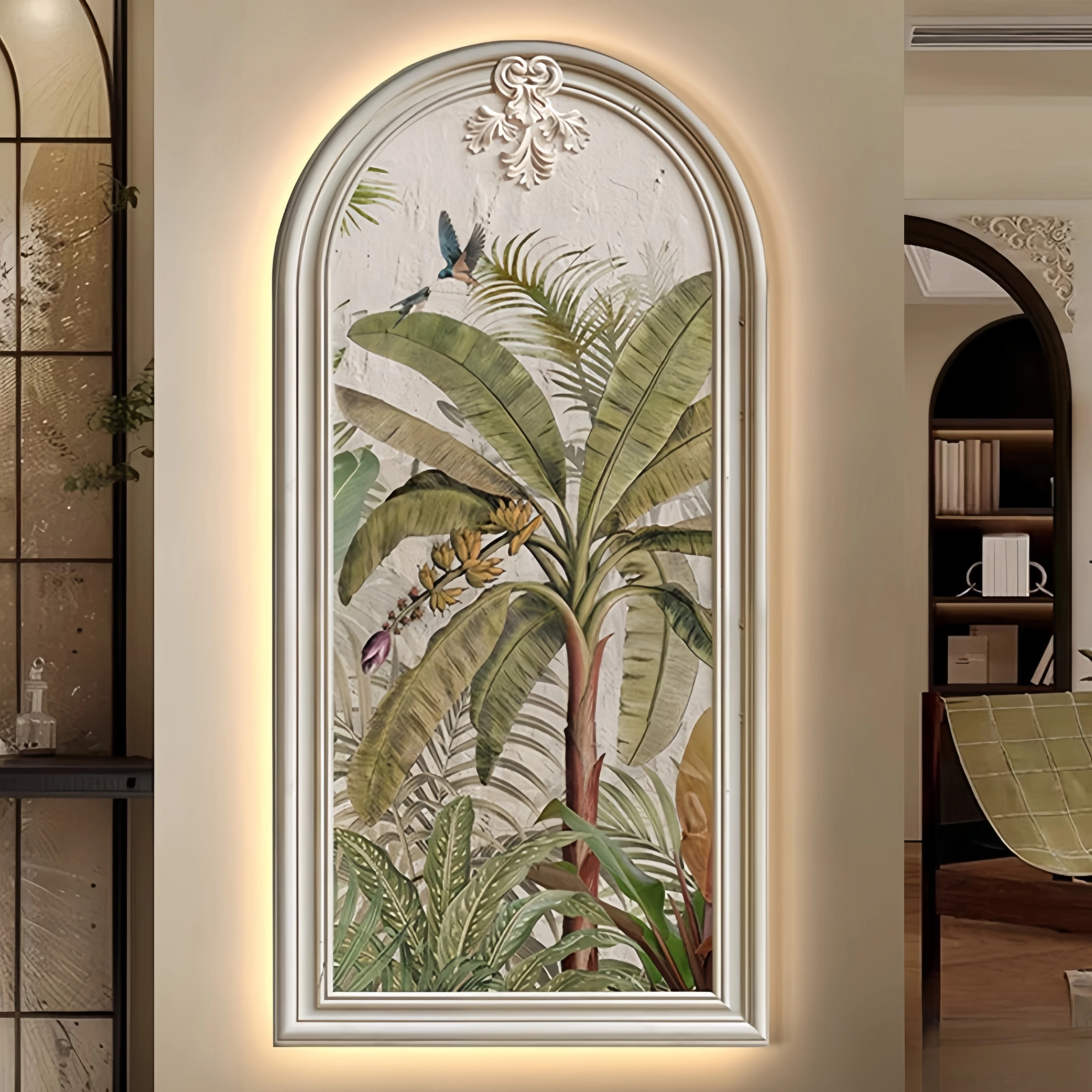 Modern Decorative Painting Creative Plum Blossom Led Light Mural Premium Luxury Corridor Aisle Wall Art