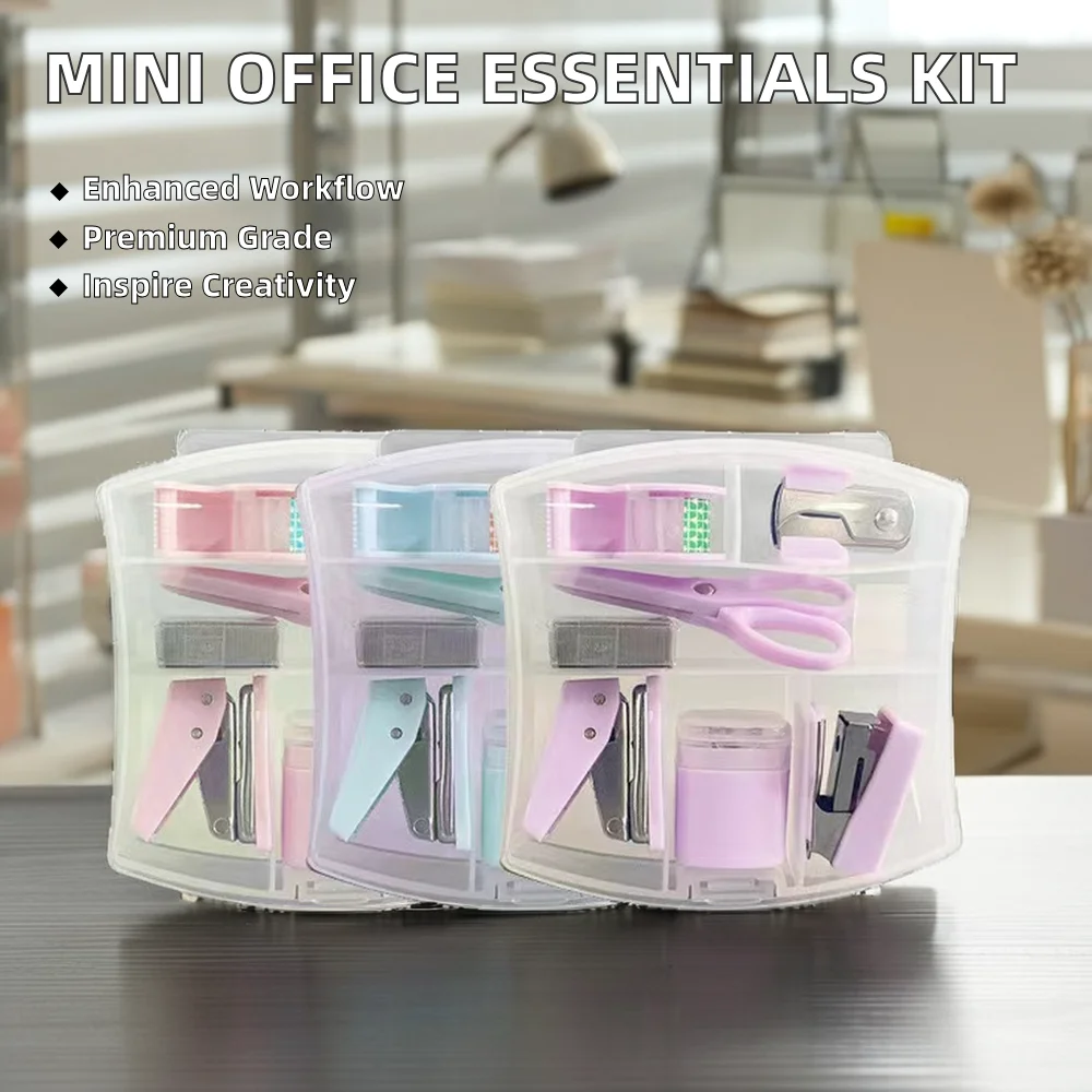 Sachool Essential Mini Office Stationery Supply Kits Metal Paper Plastic School and Student Use Office Accessories