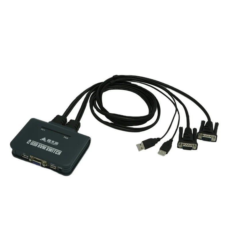 User-friendly design 2 Ports VGA desktop KVM switch with cables USB 2.0 switch