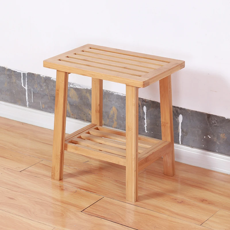 High Quality Classic Design Wood Shower Chairs Stool Bath Bench with Storage Shelf for Bathroom
