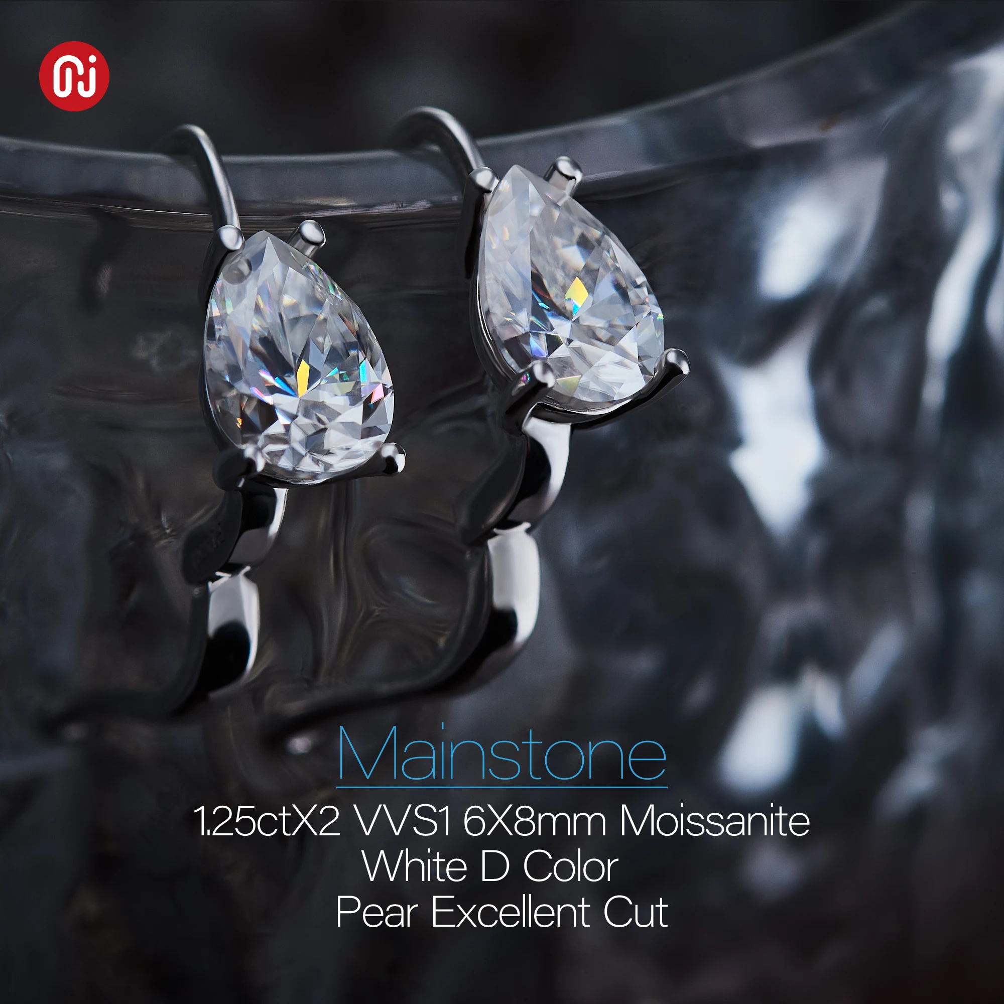 GIGAJEWE Moissanite White  D Color Pear cut VVS1 Total 2.5ct 925 Silver Drop Earring 18K Gold Plated moissanite earring
