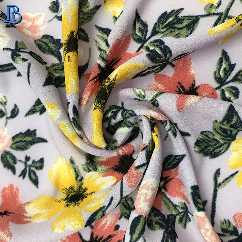 75D Como Moss Crepe Printed With Pleated Chiffon Print Fabric For Dress Trousers Skirts