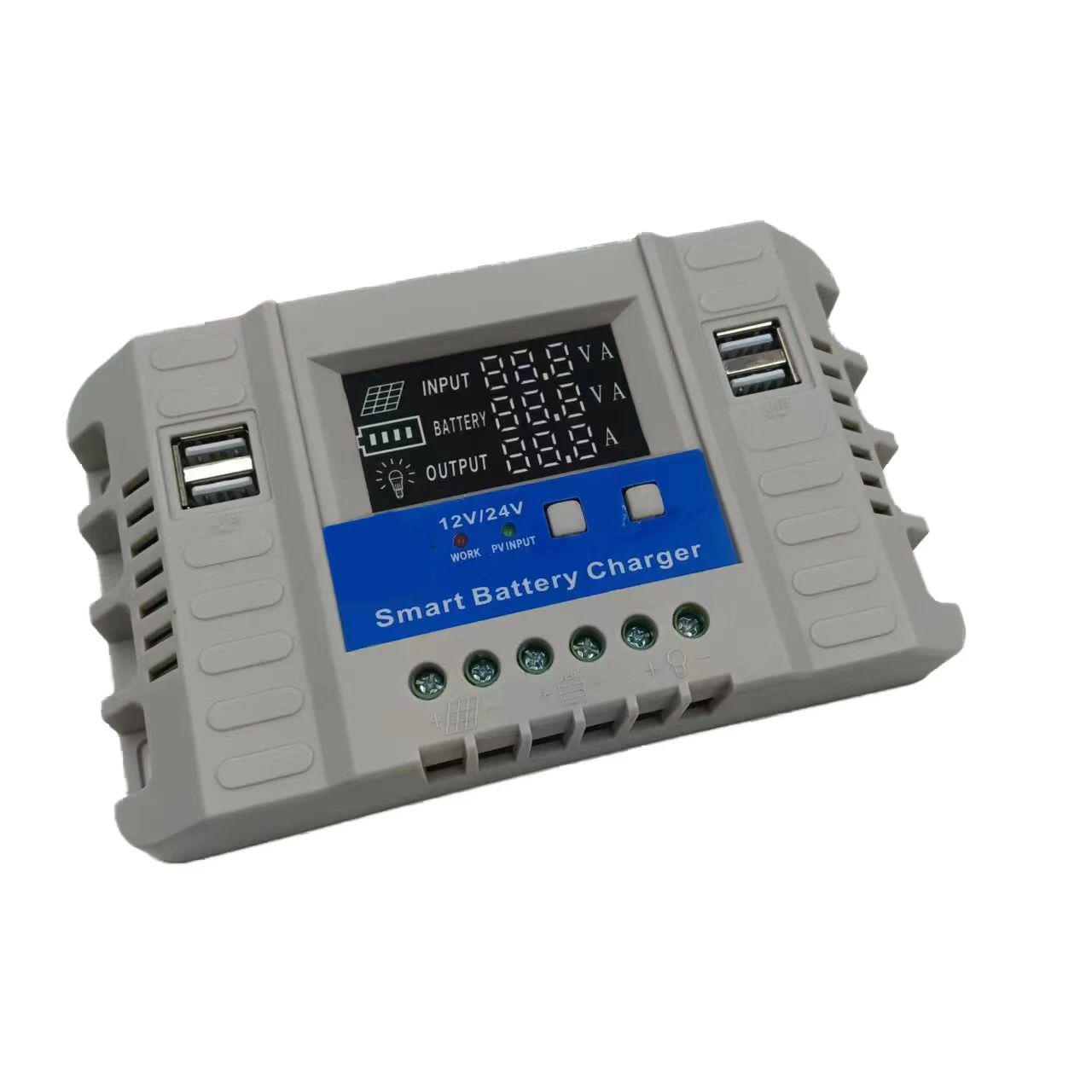 PWM 30A Battery Charge Controller 12v/24v Auto 4USB Output 5V/2A Off Grid Solar Panel Controller