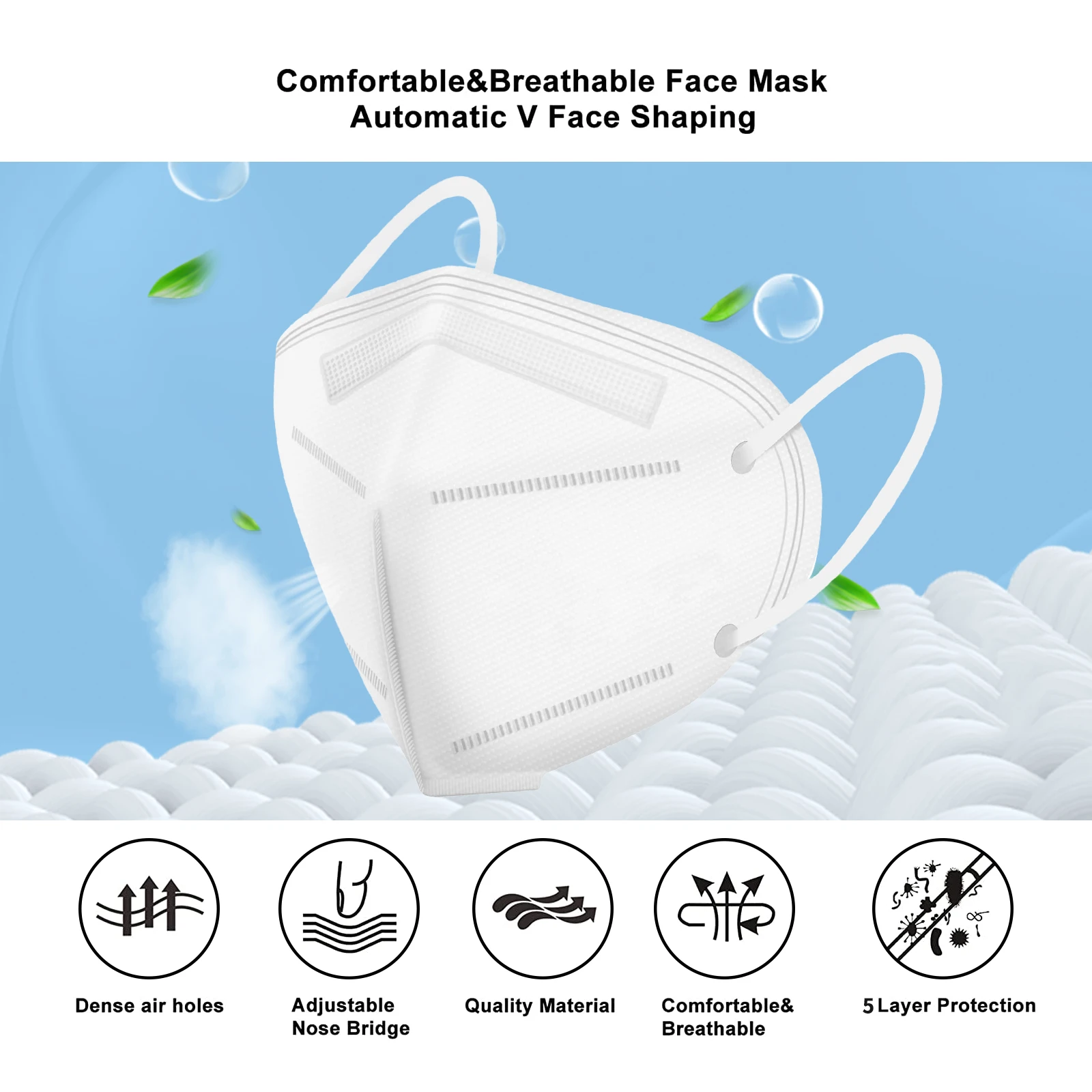 Amazon Hot Sale respirator Disposal Protective mascarillas ffp2 Face Masks White respirator Half facemask