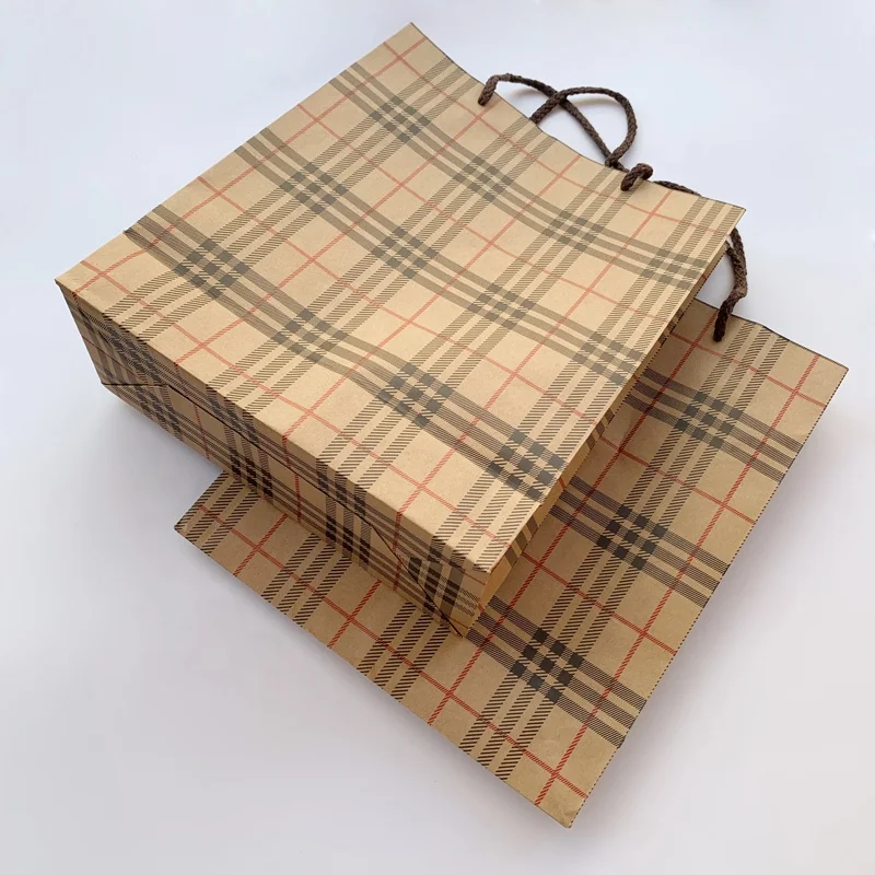 Luxury Design Handle Brown Gift Bags Custom Kraft Paper Shopping Bag With Company Logo