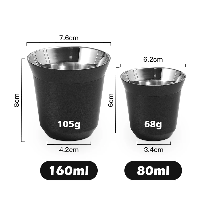 Portable 80ml Double Wall for Home Party Coffee Cup as Gift for Birthday Metal Espresso Cup for Coffee Mlik Juice