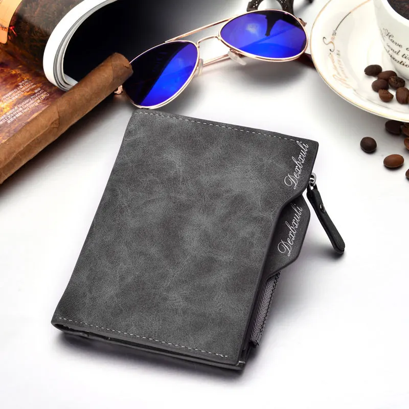 Hot Sales Removable Card Slots Multifunction Business Casual men Purse Cotton Linen Short Coin Pocket Men Zipper Short Wallet