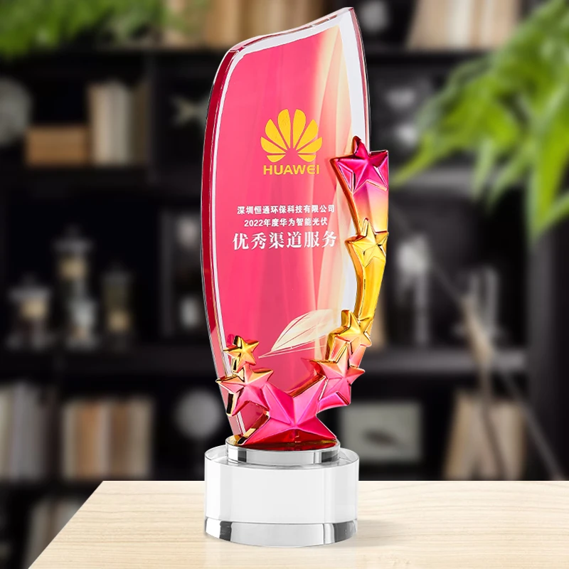Annual meeting crystal trophy metal trophy resin trophy  custom office ornaments manufacturers wholesale