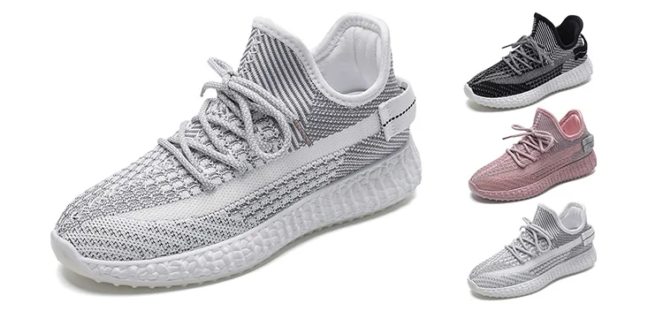 
Jinjiang Cheaper Stock shoes OEM custom sport shoes lace-up knit upper Women Yeezy shoes 