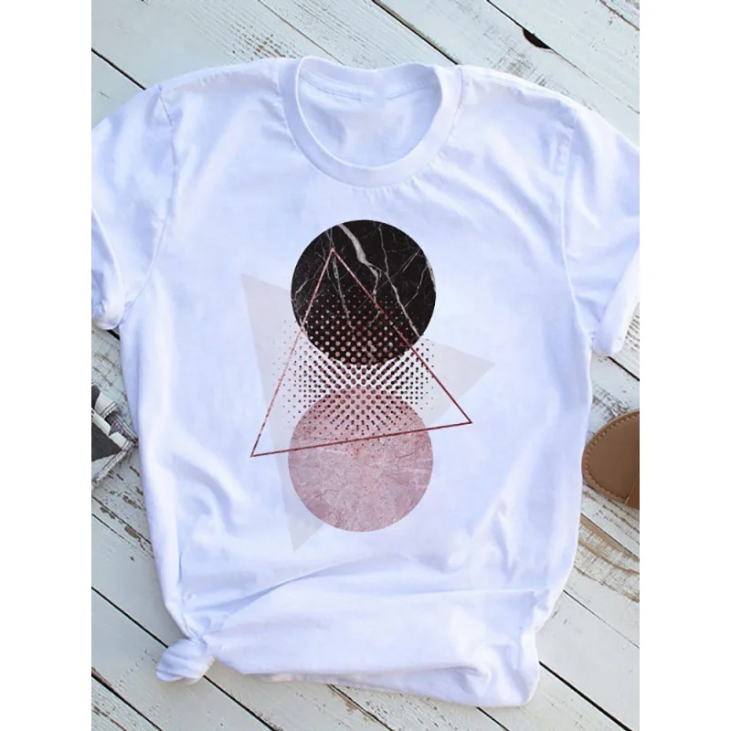 Heart Print Ladies T-shirt Ladies Casual Basis Graphic O-collar White Shirt Short Sleeve Ladies Love Oversized Printing T-shirt