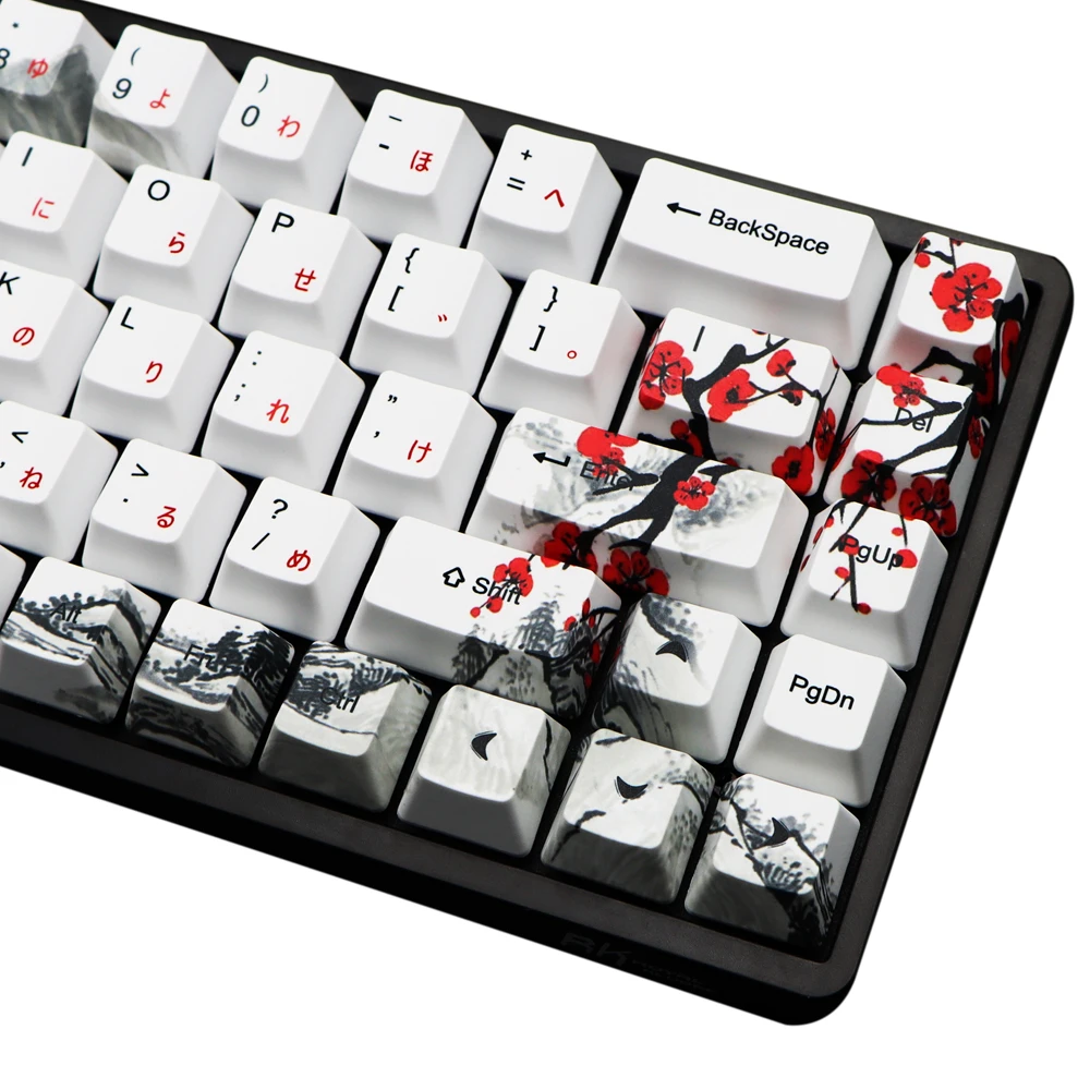 Wangjiang Plum Blossom Keycap 68 Key Dye Subbed Novelty OEM Profile Keycap 68keys for RK68 GK68X GK68XS Keyboard Keycaps