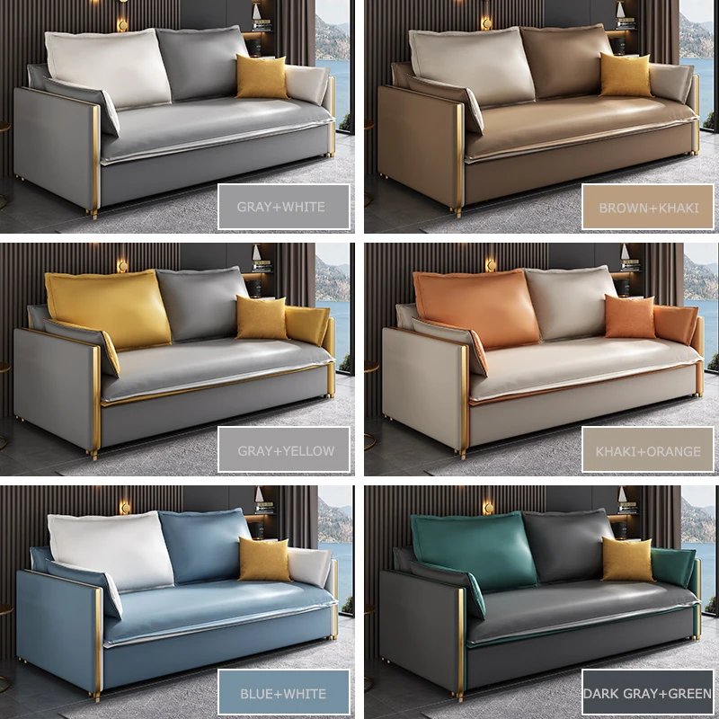 Multifunctional folding solid wood double sofa bed small apartment double storage single folding bed