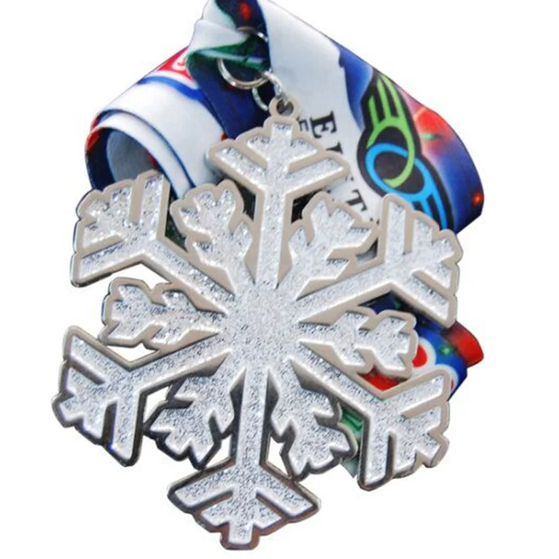 Hot Sale Custom Spray Coating Metal Snowflake Medal Sports Medals