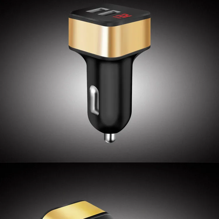 
New Display Car Charger Dual USB Digital Display Voltage Vehicle Charging One Tow Two Intelligent Vehicle Charger 