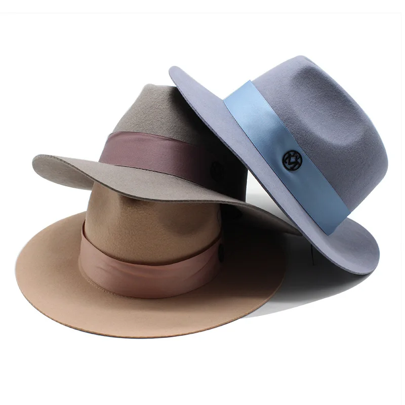 100% Australian Wool Fedora Hats Women Wide Brim Jazz High Quality Wool Felt Hats 2022 New Product