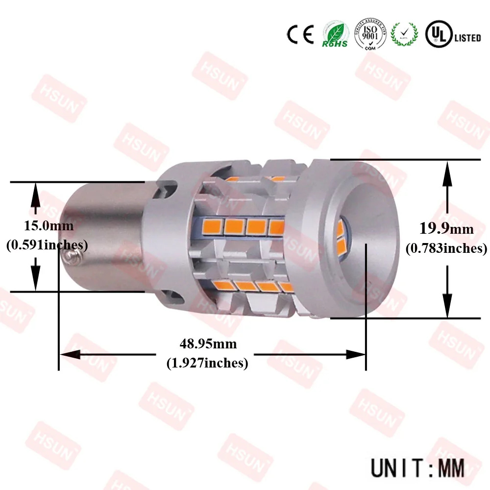Светодиодная лампа заднего хода HSUNLAMP указатель поворота BA15S P21W 1156 LED S25 с белым задним