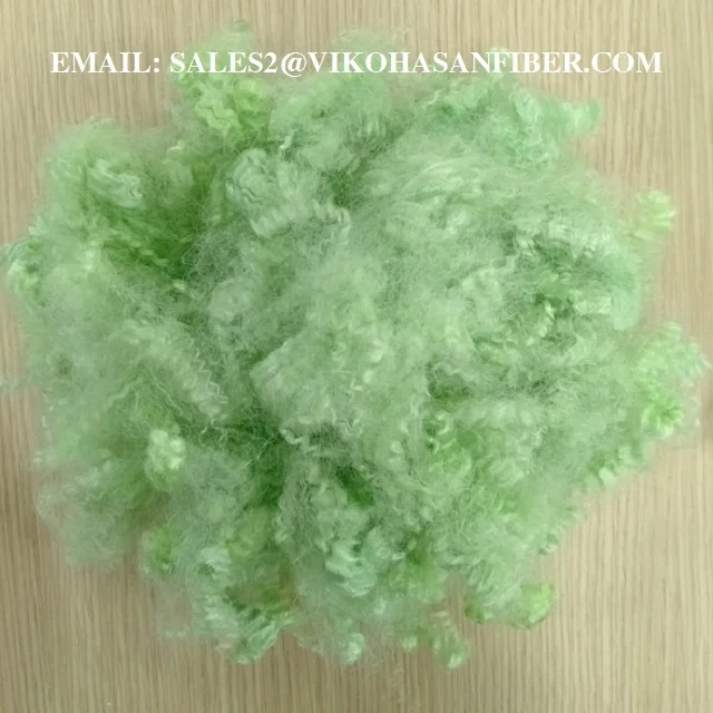Polyester Staple Fibres 15D HS Green A grade Vikohasan Manufacturer and synthetic fiber and GRS recycled polyester fibre