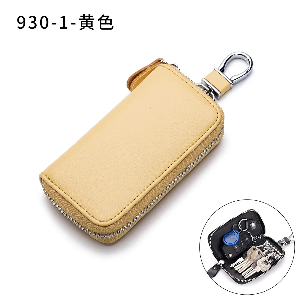 Home Genuine Leather Zipper Wallet Metal Car Key Cover Soft Leather Key Case Holder Wallet Keycha Men