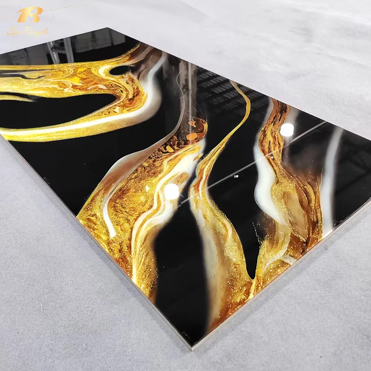 Foshan building materials glitter tiles sintered stone vitrified indoor bathroom luxury black and gold large porcelain tiles