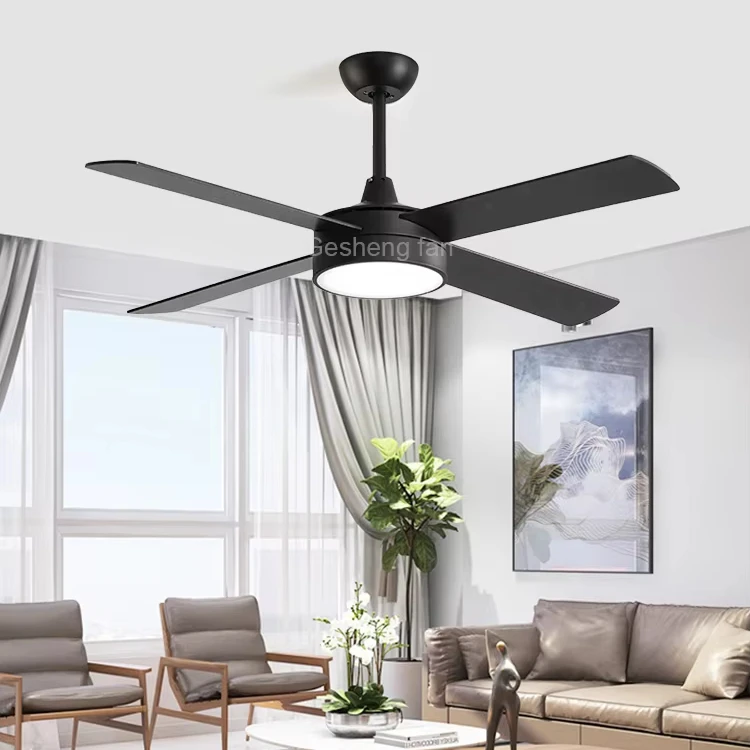Simple Design Customized Fan Lamp 52 Inch 4 MDF Blade Reversible Motor Led Ceiling Fans