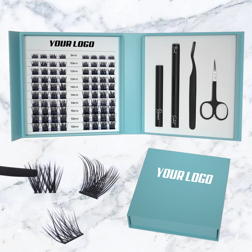 Pre Cut Segmented Eyelashes DIY Lash Extension Kit Private Label Mink Cluster Lash Cluster Kit