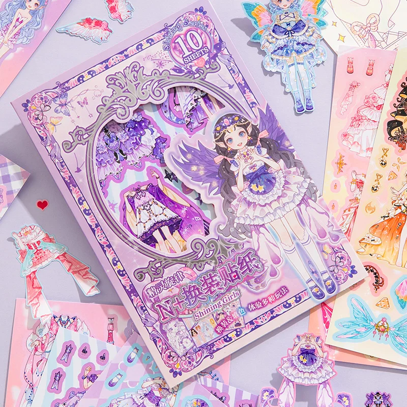 Simno Kids DIY Paper Craft Dress Up Series Kawaii Girl Decoration Cartoon Stickers Pack