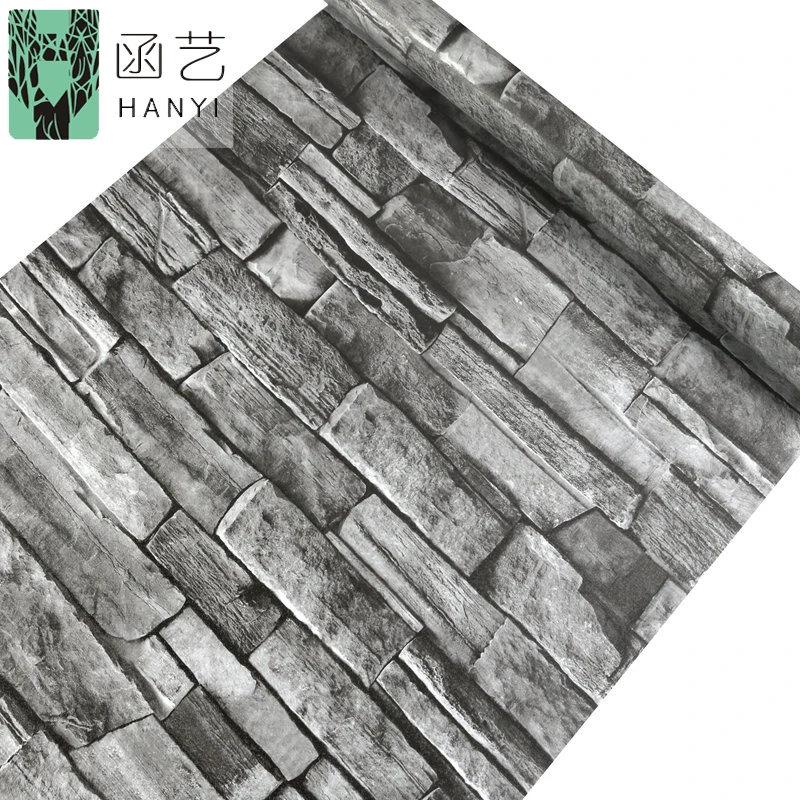 10m Vintage 3D Effect Natural Embossed Stack Stone Brick Tile Vinyl Wallpaper Home Wall Decor
