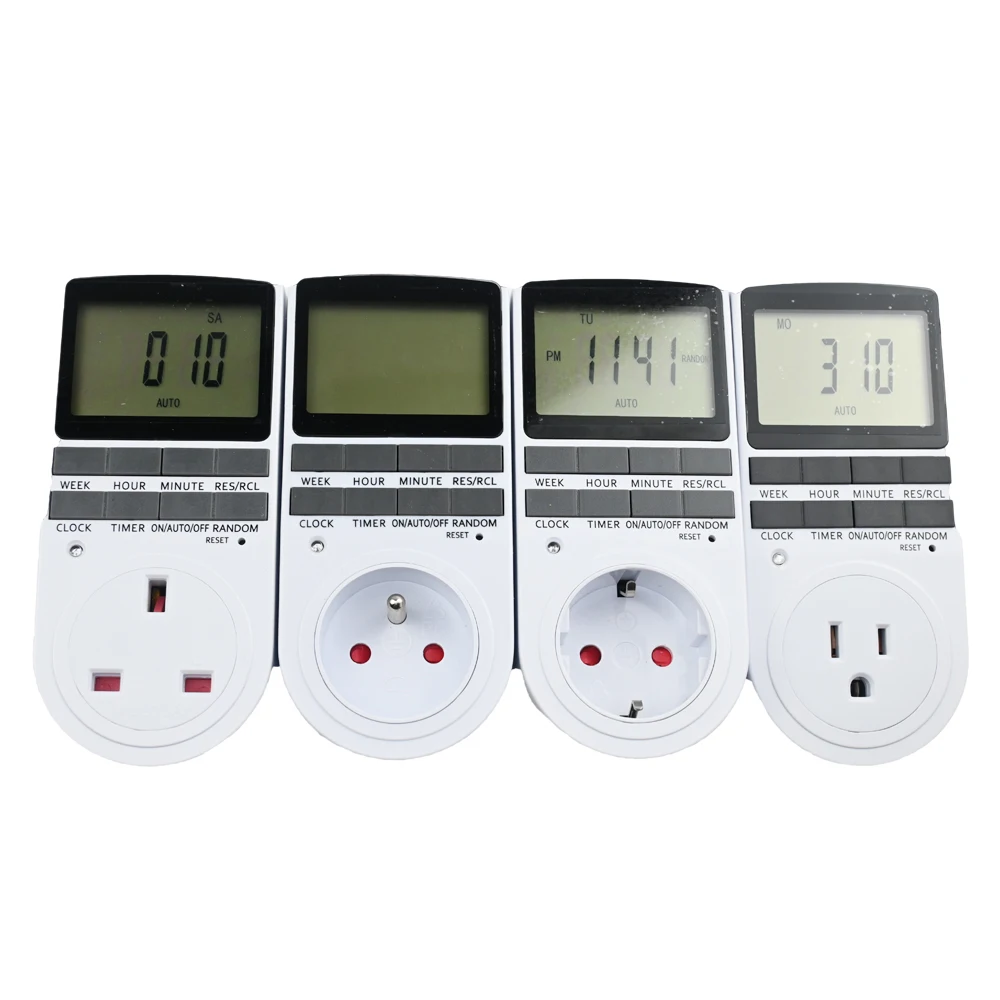 EU Electronic Digital Timer Switch US FR BR Plug Kitchen Timer Socket Outlet 230V 110V 7 Day 12/24 Hour Programmable Timing