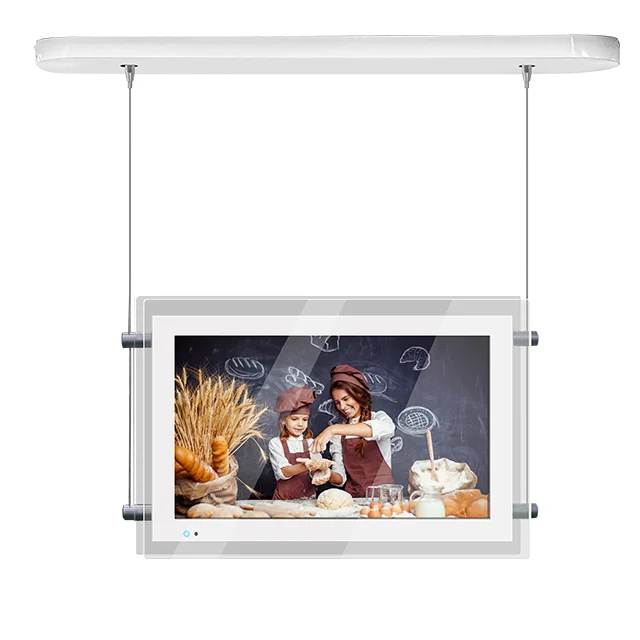 15.6/21 inch Digital signage and displays LCD monitor hanging lcd double side window advertising display
