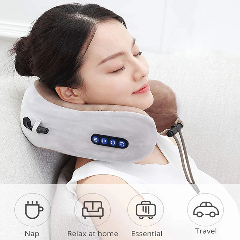 Electric Neck Massager U Shaped Pillow Multifunctional Portable Shoulder Cervical Massager Travel Home Car Relax Massage Pillow