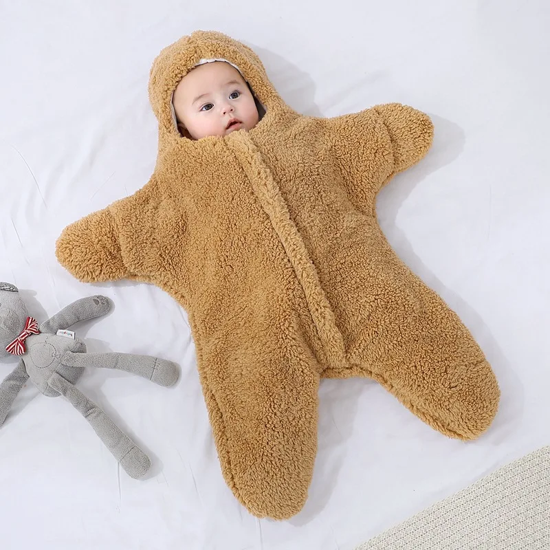 Newborn Sleeping Bags Baby Blanket Swaddle Starfish Shape Winter Warm Baby Cocoon Cotton WrapBlankets for Babies Sleepsack