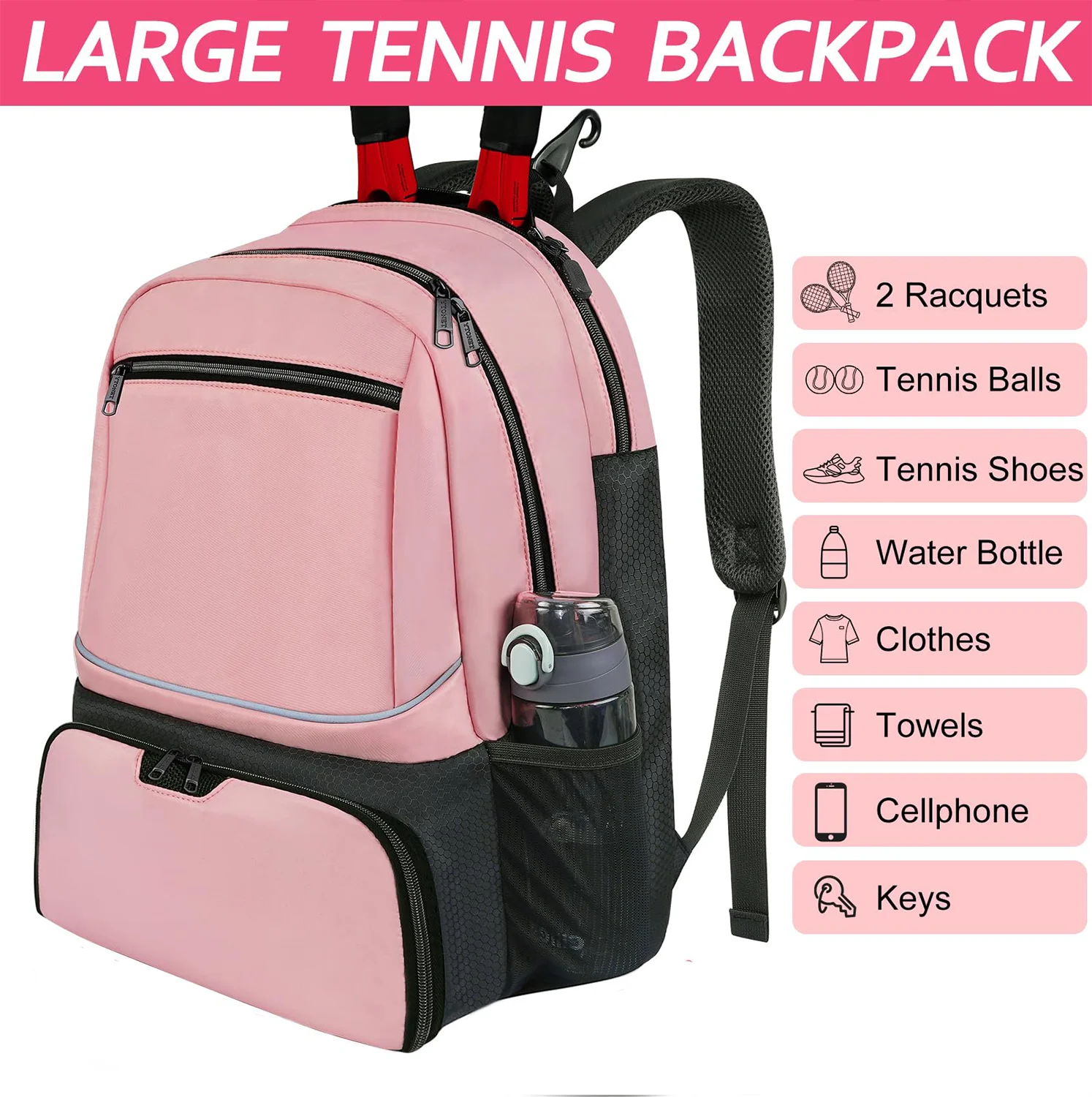 High quality 15L Large capacity sports backpack waterproof storage bag Tennis bag Custom design pickleball paddle set bag