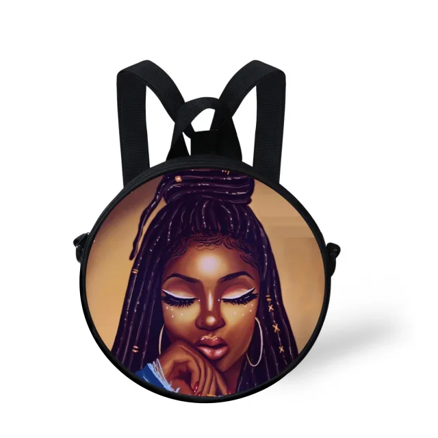 
Queen School Bags for Girls Boys Black Girls Magic Melanin Poppin Pattern Kids Backpacks Cute Round Bag 