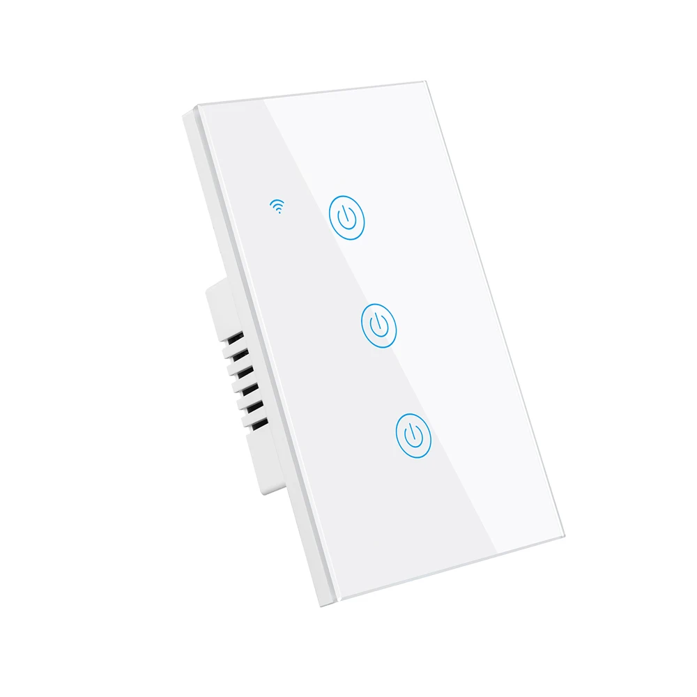 Wifi Smart Switch Panel US 1/2/3 Gang App Remote Control Timer Touch Light Switch Electric Sensitive Wall Light Switch Glass