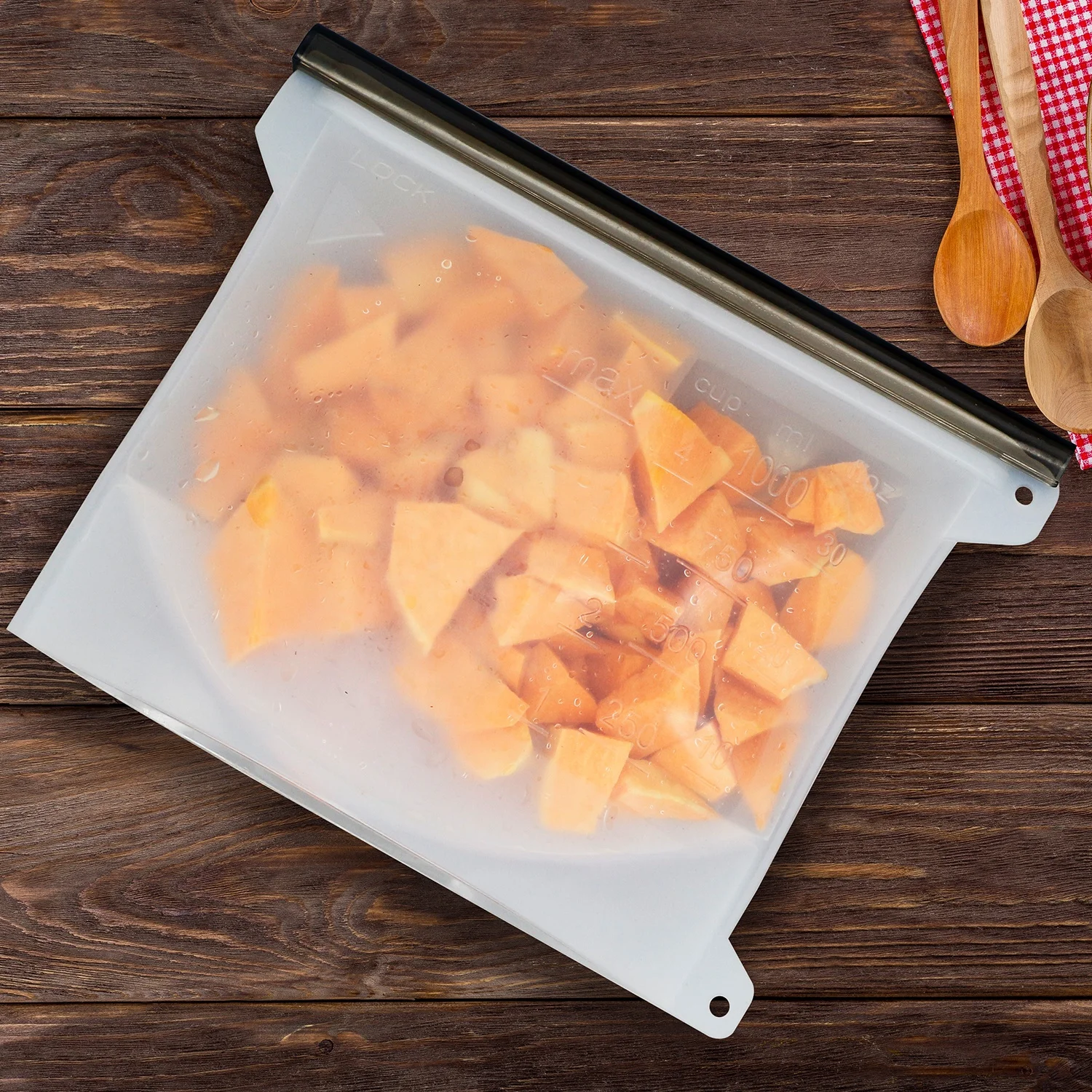 Large Reusable Leakproof Zipper Preservation Freezer sandwich Cooking Silicone Food Storage Bags With Timer