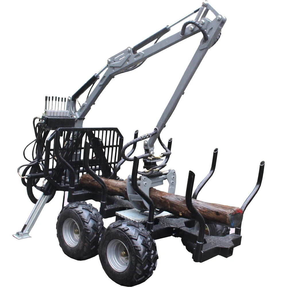 Small log trailer with crane / ATV forestry trailer with crane winch / ATV logging Equipment