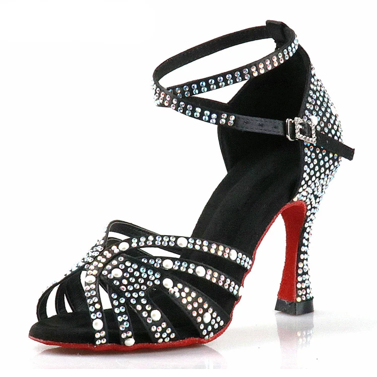 Ballroom dance shoes Silk Shining Crystal Rhinestone Salsa Shoes Ladies latin dance shoes